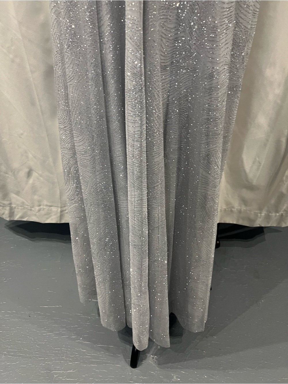 Windsor Silver Sparkle Spaghetti-Strap Prom Gown - Picture 11 of 14